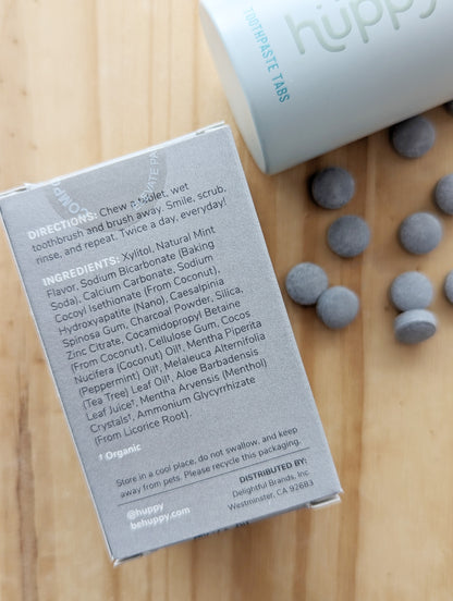 Huppy Toothpaste Tablets in Charcoal Mint