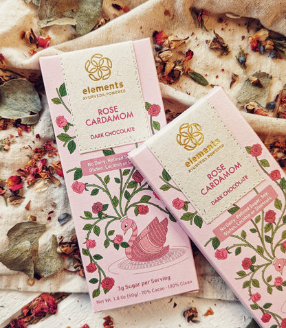 Elemental Rose & Cardamom Dark Chocolate Bar