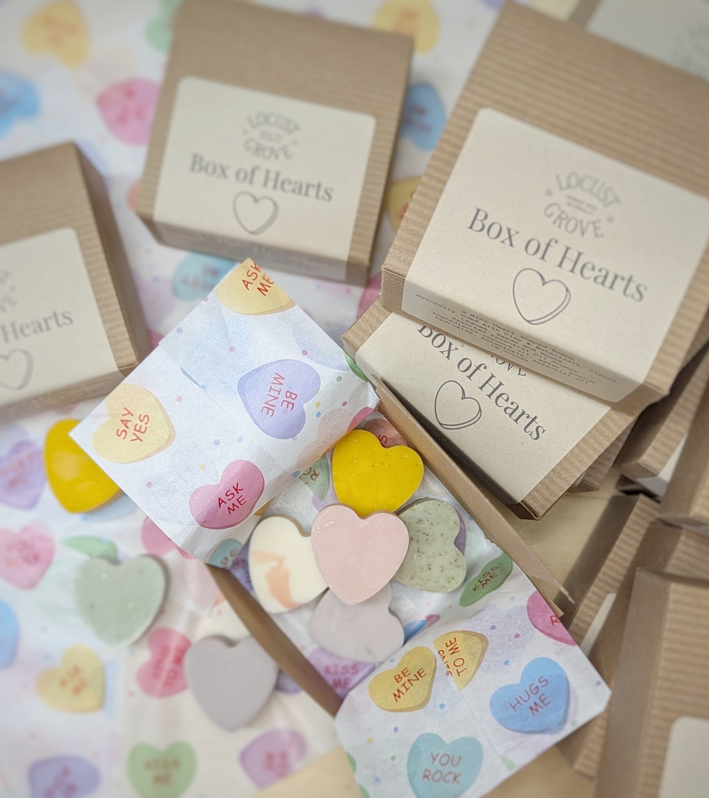 Box of Botanical Mini Heart Soaps