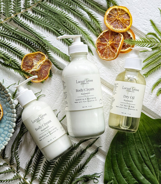 New! Rosewood Hydrating Body Cream & Dry Oil