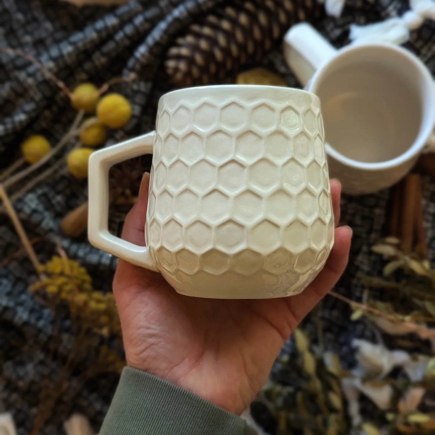 Handcrafted Ceramic Honeycomb Mugs by Prodigal Pottery